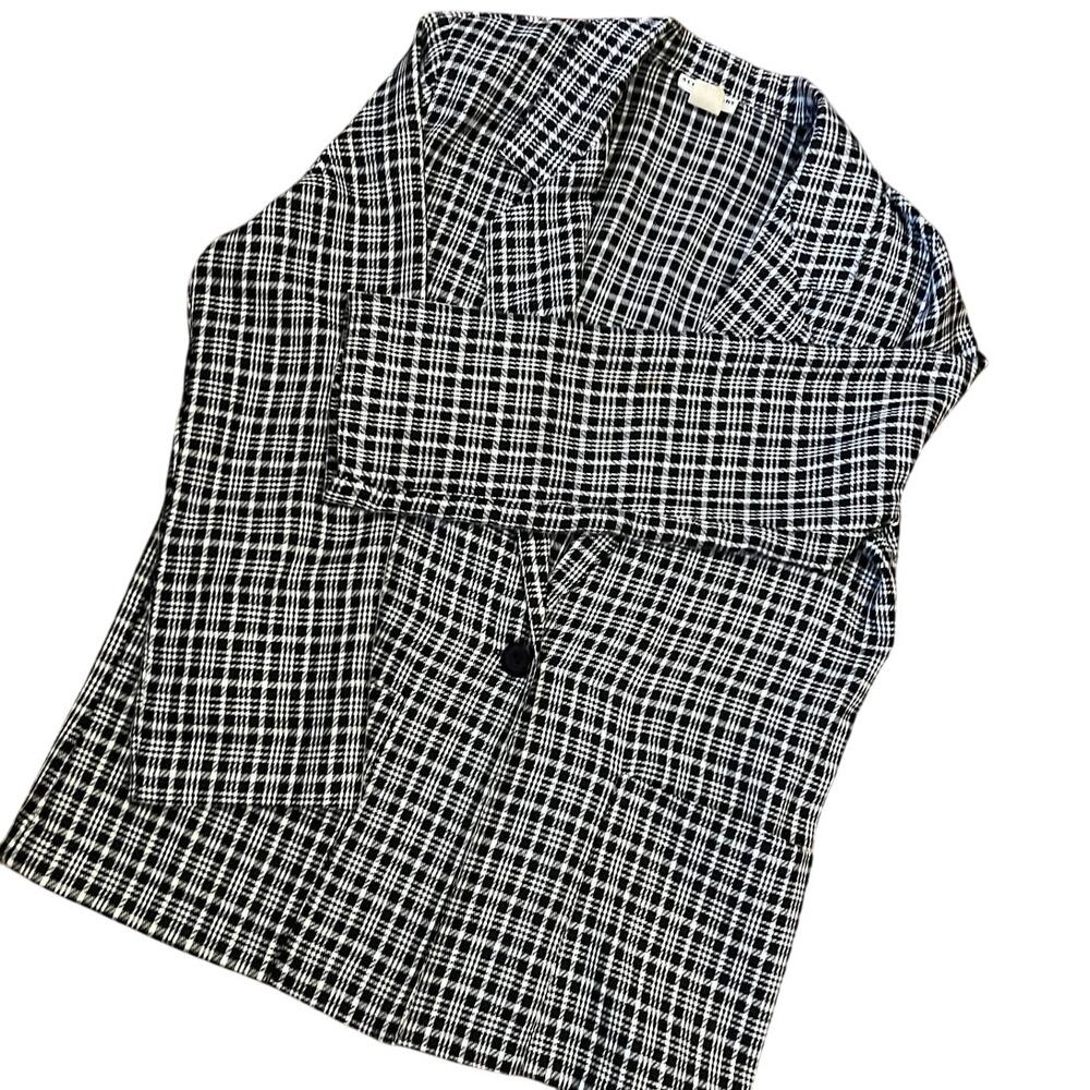 70s/80s Vintage Black & White Plaid Blazer Size XL Single Breasted Corpcore Work - Picture 17 of 17